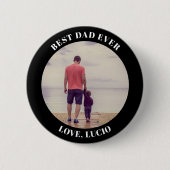 Bester Papa je personalisiert Foto schwarz Button (Vorderseite)