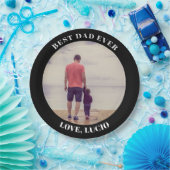 Bester Papa je personalisiert Foto schwarz Pappteller (Party)