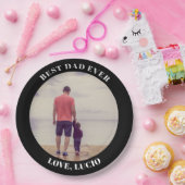 Bester Papa je personalisiert Foto schwarz Pappteller (Party)