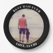 Bester Papa je personalisiert Foto schwarz Pappteller (Vorderseite)