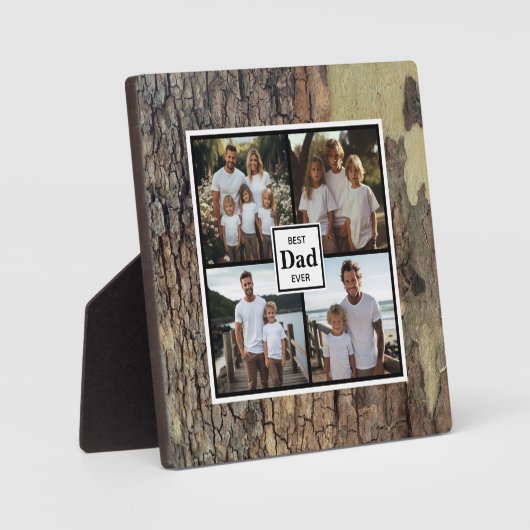 Bester Papa je personalisierte rustikale Holzvorla Fotoplatte (Vorderseite)