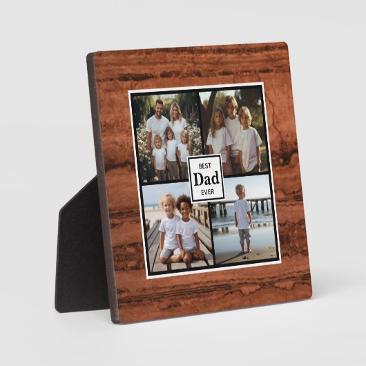 Bester Papa je personalisierte Terracotta-Vorlage Fotoplatte (Vorderseite)