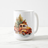 Bester Papa je Retro LKW mit Weihnachtsbaum Kaffeetasse (VorderseiteRechts)