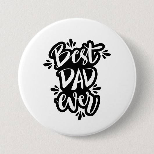 Bester Papa je Schwarzweißtext Button (Vorderseite)