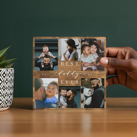 Bester Papa je Vatertag Geschenk Foto Woodgrain Fotoplatte