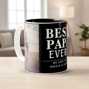 Bester Papa Jeden Tag 2 Foto Collage Schwarz Zweifarbige Tasse