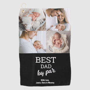 Bester Papa nach Par Custom 4 Fotos Collage Golfhandtuch