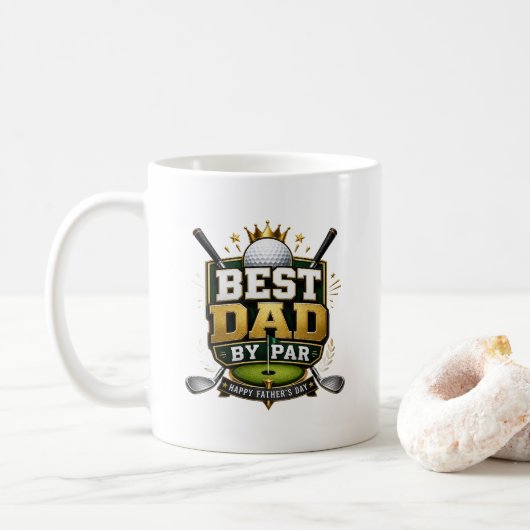 „Bester Papa nach Par“ Thema Kaffeetasse (Mit Donut)