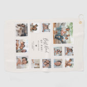 Bester Papa Personalisierte 12-Foto-Collage Golfhandtuch (Horizontal)