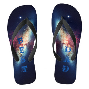 Bester Papa personalisierte blaue Kosmos Badesandalen