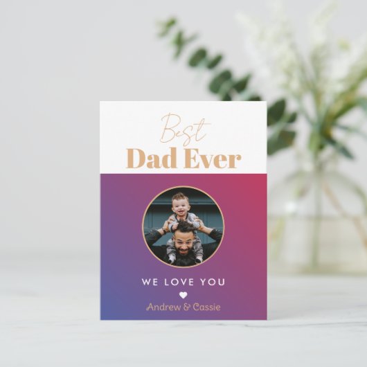 Bester Papa Postkarte (Stehend Vorderseite)