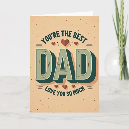 Bester Papa Retro Style Karte (Vorderseite)