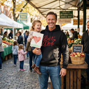 Bester Papa Schriftzug Rotes Herz Minimalistischer Hoodie