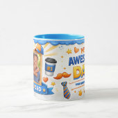 Bester Papa Stern Benutzerdefinierter Text & Fotoc Tasse (Zentrum)