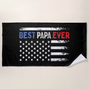 Bester Papa-Tag des Vaters mit amerikanischer Flag Strandtuch