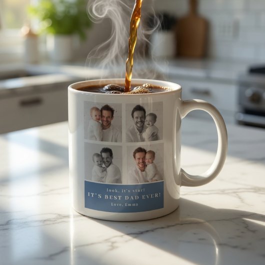 Bester Papa überhaupt Personalisierte Fotocollage Kaffeetasse