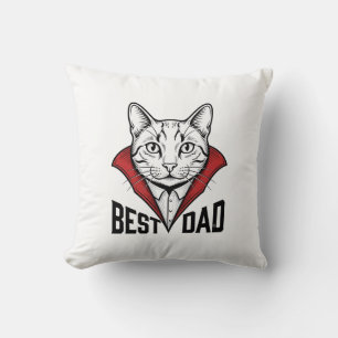 Bester Papa Vampir Katze Vintage Gravur Design_1 Kissen