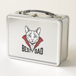 Bester Papa Vampir Katze Vintage Gravur Design_1 Metall Brotdose