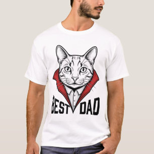Bester Papa Vampir Katze Vintage Gravur Design_1 T-Shirt