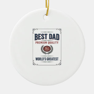 Bester Papa Vintage Gravur T-Shirt Design_1 Keramik Ornament