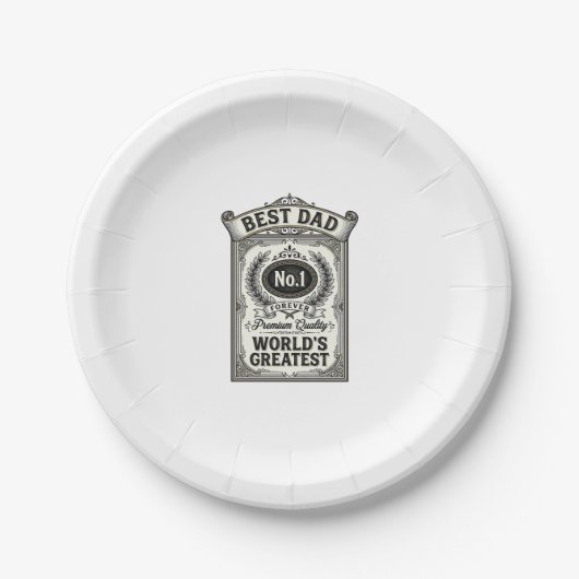 Bester Papa Vintage-Gravur Vatertag Pappteller (Vorderseite)