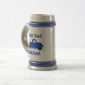 Bester Papa Vintage handgemalter blauer LKW Bierglas (Vorderseite Links)