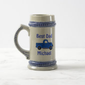 Bester Papa Vintage handgemalter blauer LKW Bierglas (Links)