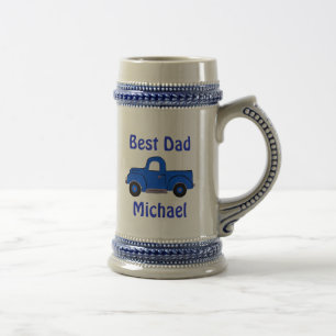 Bester Papa Vintage handgemalter blauer LKW Bierglas