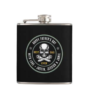 Bester Papa Vintage-Totenkopf-Schraubenschlüssel-M Flachmann