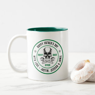 Bester Papa Vintage-Totenkopf-Schraubenschlüssel-M Zweifarbige Tasse