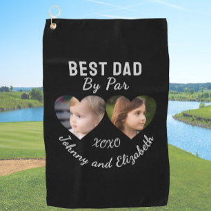 Bester Papa von 2 Kindern Fotocollage Personalisie Golfhandtuch