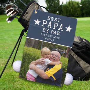 Bester Papa von Par Eins Foto Personalisiertes Ges Golfhandtuch