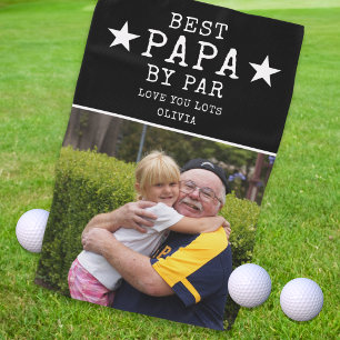 Bester Papa von Par Eins Foto Personalisiertes Ges Golfhandtuch