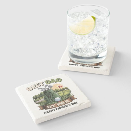 Bester Papa von Par Golf-Vater Lustig Steinuntersetzer (Seitenansicht)
