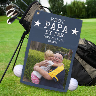 Bester Papa von Par Opa individuelles Fotogeschenk Golfhandtuch