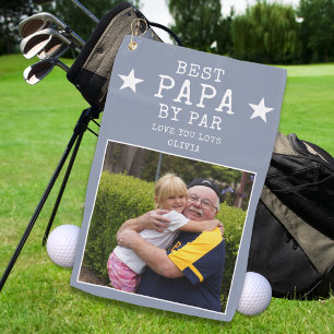Bester Papa von Par Opa individuelles Fotogeschenk Golfhandtuch