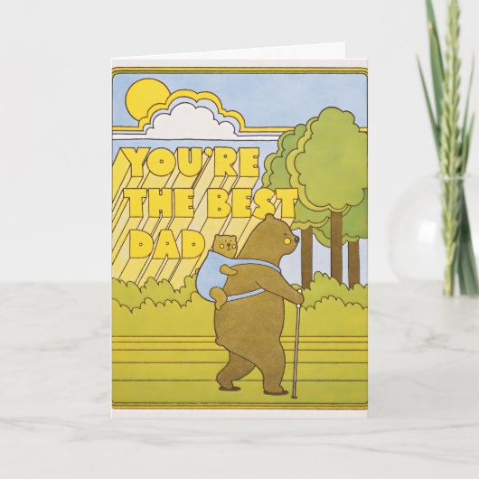 Bester Papa Wandernde Bären Letterpress Karte (Vorderseite)