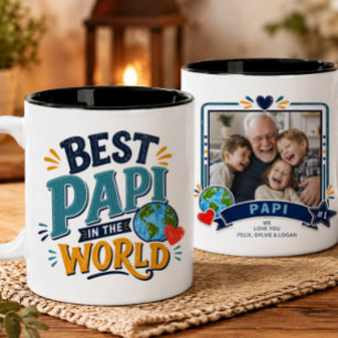 Bester Papi der Welt Foto-Tasse Zweifarbige Tasse