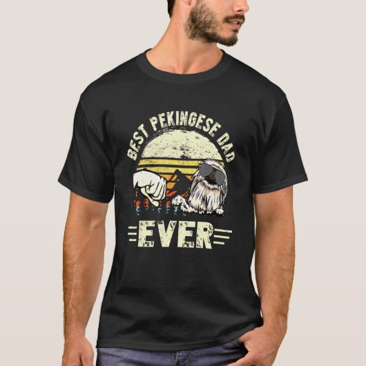 Bester Pekingese Vater je Sunset Retro T-Shirt (Vorderseite)
