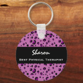 Bester Physiotherapeut rosa Leopard Druckgeschenk Schlüsselanhänger (Vorderseite)