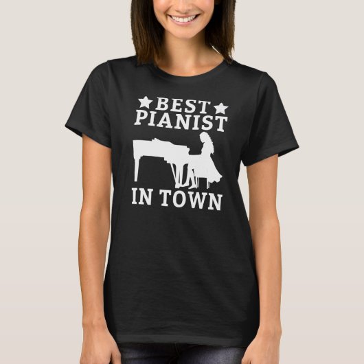 Bester Pianist in der Stadt Musiker Klavier Premiu T-Shirt (Vorderseite)