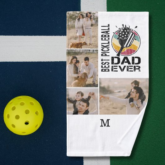 Bester Pickleball-Vater je Personalisiertes 4-Foto Handtuch