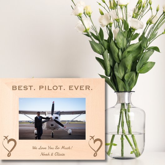 Bester Pilot, einfaches Foto aus Holz, Personalisi Geätzte Rahmen