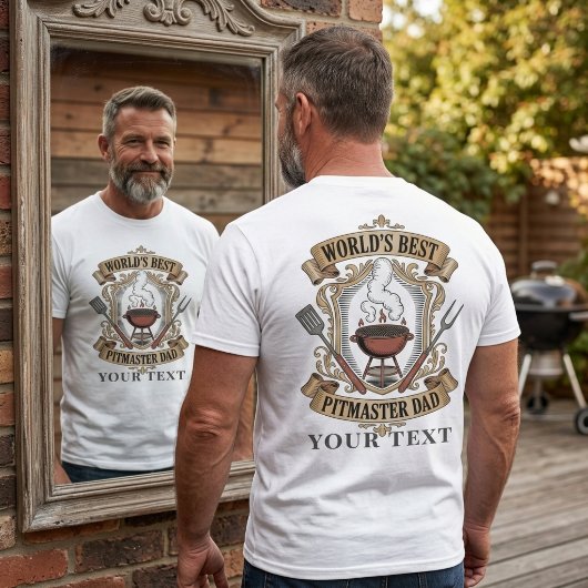 Bester Pitmaster-Daddy der Welt Retro-BBQ-Wappen C T-Shirt