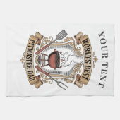 Bester Pitmaster-Daddy der Welt Retro-BBQ-Wappen i Geschirrtuch (Horizontal)