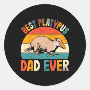 Bester Platypus Vater je Retro Platypus Lover Vate Runder Aufkleber