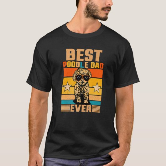 Bester Poodle Vater je Retro Dog Besitzer Hundwand T-Shirt (Vorderseite)