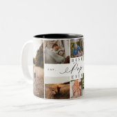 Bester Pop je Elegantes Script 8 Foto Collage Zweifarbige Tasse (Vorderseite Links)