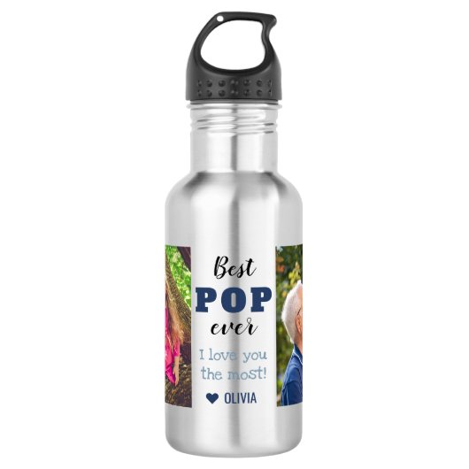 Bester Pop je Liebe Sie das meiste 2 Foto Edelstahlflasche (Vorderseite)