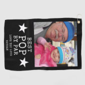 Bester Pop nach Par Foto Name Schwarz/Weiß Golfhandtuch (Horizontal)